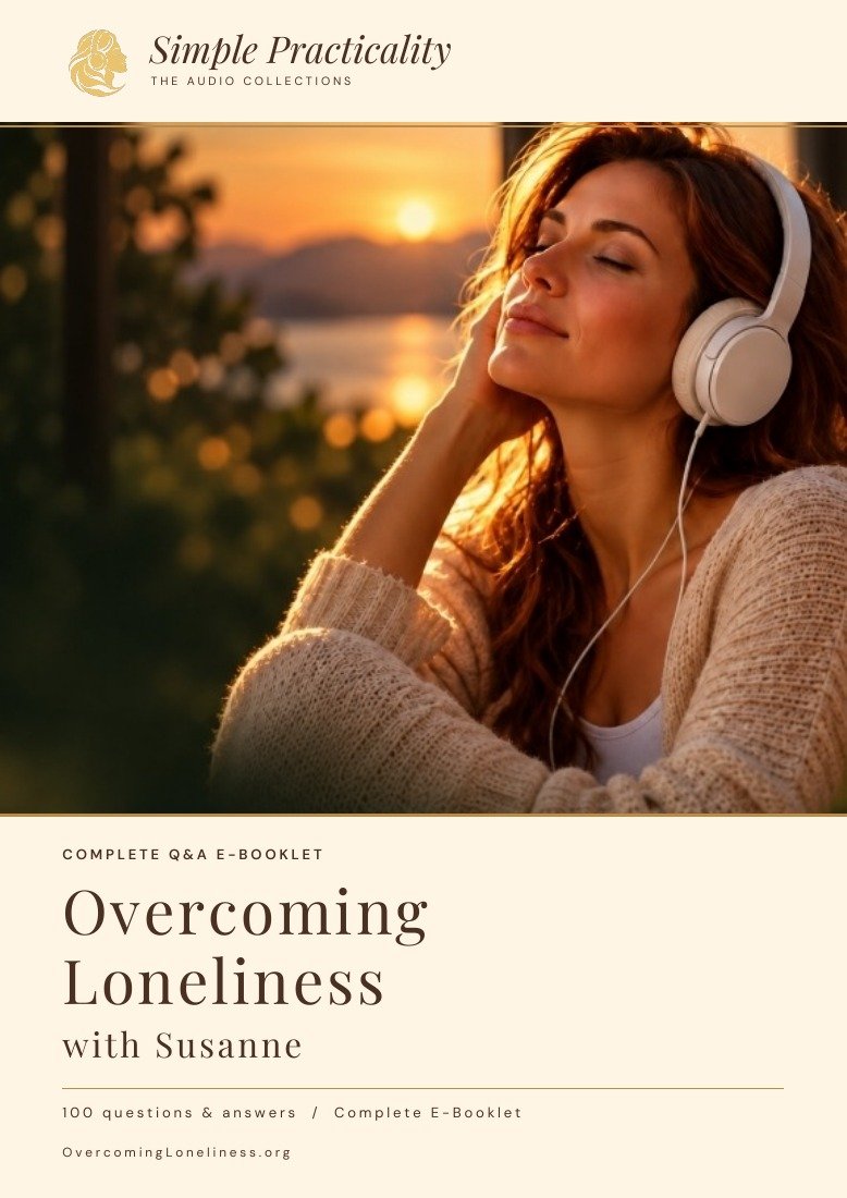 Cream cover of the Complete Q&A ebooklet: Overcoming Loneliness with Susanne, 100 questions and answers